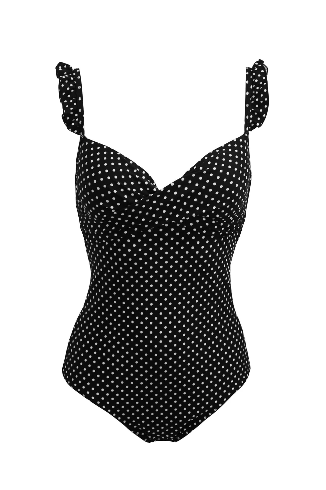 Sicily Lightly Padded Underwired Frill Swimsuit - Black/White 8 Sicily Lightly Padded Underwired Frill Swimsuit - Black/White - Image 6
