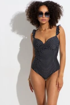Sicily Lightly Padded Underwired Frill Swimsuit - Black/White 10 Sicily Lightly Padded Underwired Frill Swimsuit - Black/White -Sultry Curve 314768 20230526151900