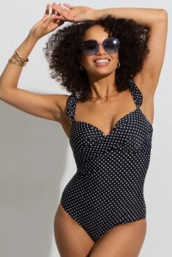 Sicily Lightly Padded Underwired Frill Swimsuit - Black/White 11 Sicily Lightly Padded Underwired Frill Swimsuit - Black/White -Sultry Curve 314769 20230526151900