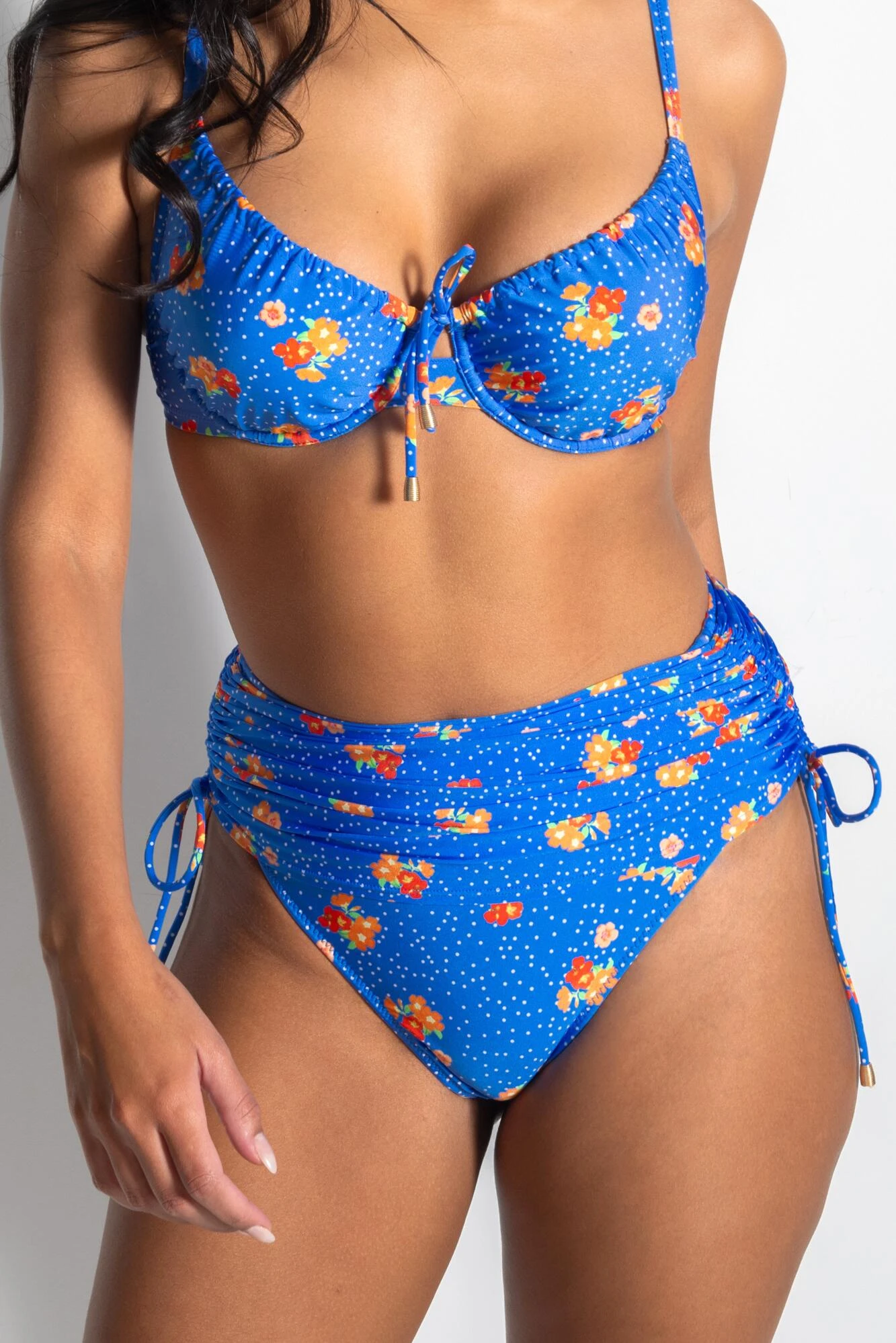 Santa Cruz Adjustable Side Skirted Brief - Blue Floral 4 Santa Cruz Adjustable Side Skirted Brief - Blue Floral - Image 2