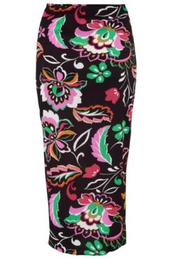 Crinkle Viscose Wrap Sarong Skirt - Black/Multi -Sultry Curve 314937 20230517170600