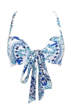 Amalfi Front Fastening Wrap Around Padded Underwired Top - White/Blue -Sultry Curve 315047 20230425132200