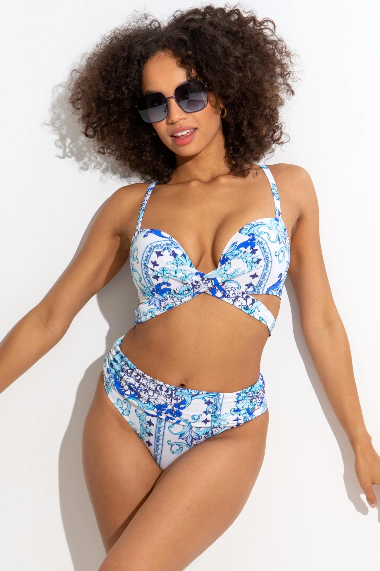 Amalfi Fold Over Brief - White/Blue 3 Amalfi Fold Over Brief - White/Blue