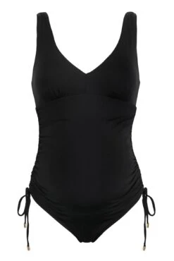 Maternity Ruched Adjustable Side Swimsuit - Black -Sultry Curve 315119 20230531154300