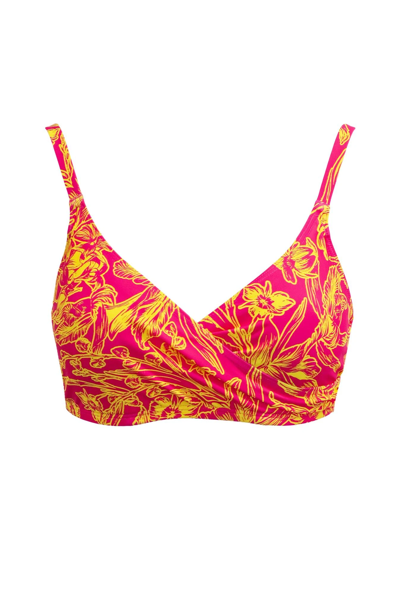 Freedom Underwired Non Padded Wrap Top - Pink/Yellow 8 Freedom Underwired Non Padded Wrap Top - Pink/Yellow - Image 6