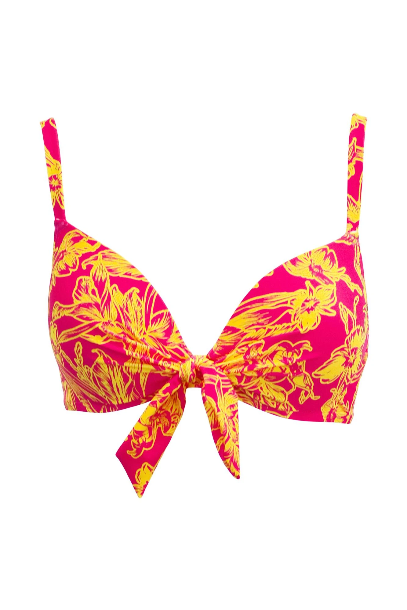 Freedom Lightly Padded Underwired Tie Top - Pink/Yellow 7 Freedom Lightly Padded Underwired Tie Top - Pink/Yellow - Image 5