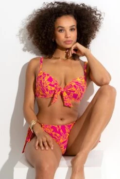 Freedom Lightly Padded Underwired Tie Top - Pink/Yellow 10 Freedom Lightly Padded Underwired Tie Top - Pink/Yellow -Sultry Curve 315169 20230425145300