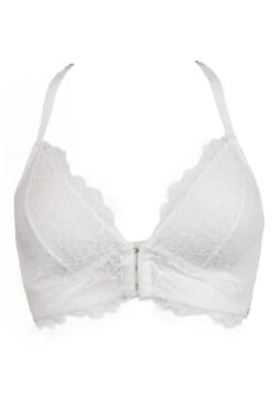 India Eyelash Lace Front Fastening Non Wired Bralette - White 12 India Eyelash Lace Front Fastening Non Wired Bralette - White -Sultry Curve 315375 20230426172700