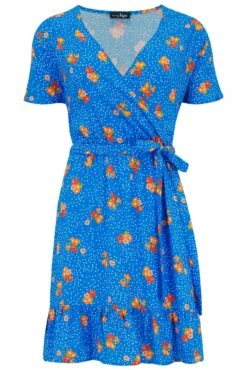 Woven EcoVero™ Tiered Wrap Dress - Blue Floral 14 Woven EcoVero™ Tiered Wrap Dress - Blue Floral -Sultry Curve 315823 20230518114600