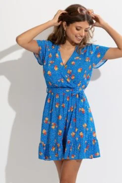 Woven EcoVero™ Tiered Wrap Dress - Blue Floral 11 Woven EcoVero™ Tiered Wrap Dress - Blue Floral -Sultry Curve 315824 20230518114600