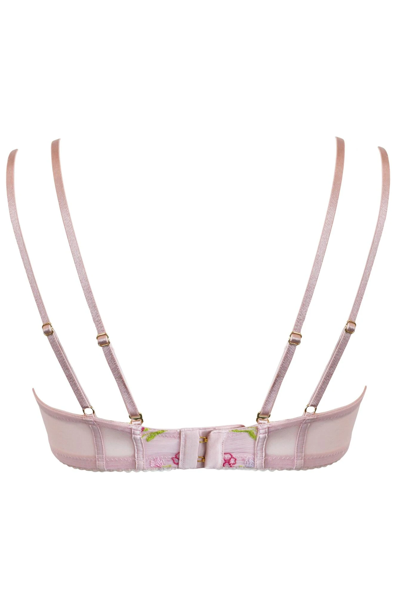 India Embroidery Plunge Suspender Set - Soft Pink 6 India Embroidery Plunge Suspender Set - Soft Pink - Image 4