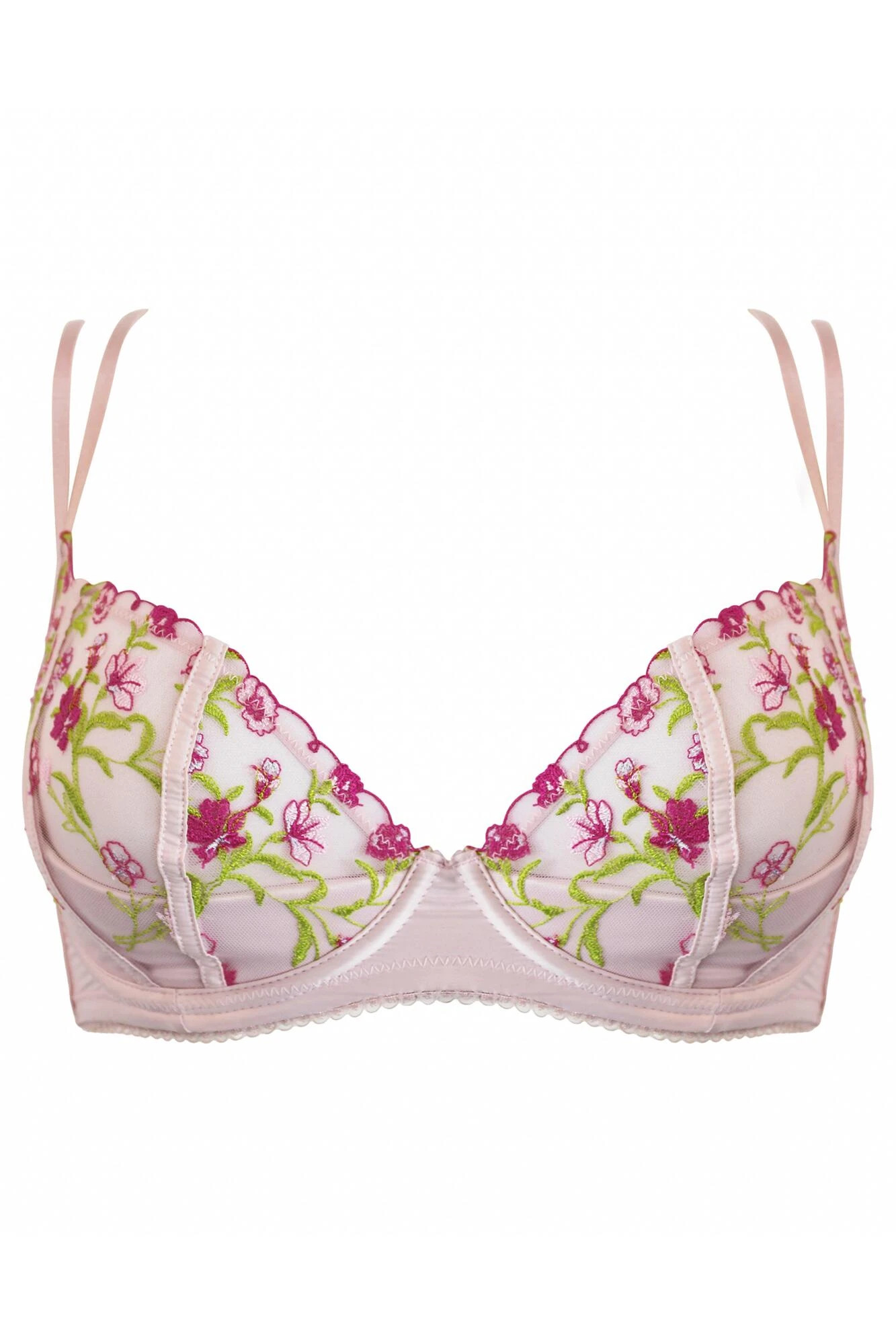 India Embroidery Plunge Suspender Set - Soft Pink 5 India Embroidery Plunge Suspender Set - Soft Pink - Image 3