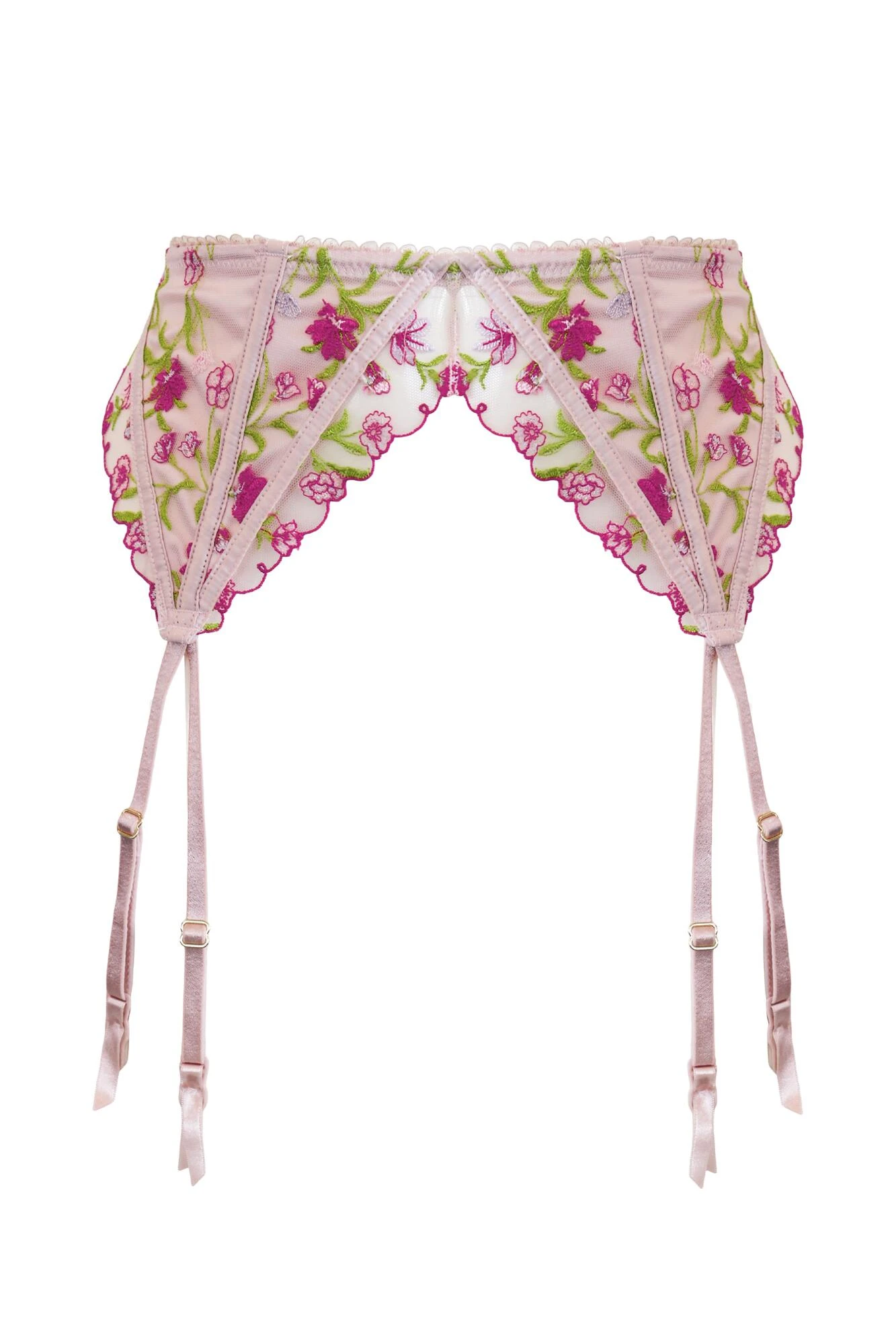 India Embroidery Plunge Suspender Set - Soft Pink 9 India Embroidery Plunge Suspender Set - Soft Pink - Image 7