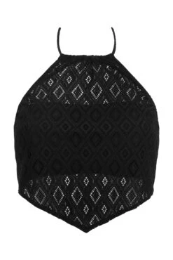 Summer Breeze Underwired Halter Scarf Top - Black -Sultry Curve 316234 20230530103800