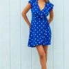 Woven EcoVero™ Frill Wrap Dress - Blue/White -Sultry Curve 316318 20230518121700