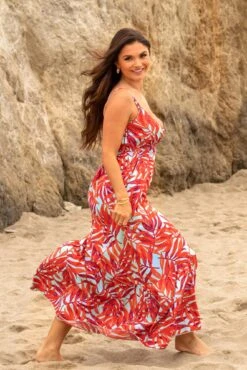 Strappy Tiered Hem Maxi Dress - Aqua Palm -Sultry Curve 316331 20230518152100