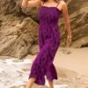 Shirred Crop Leg Jumpsuit - Violet Leopard -Sultry Curve 316339 20230518162100