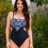 Scarf Strapless Tummy Control Swimsuit - Black Paisley 2 Scarf Strapless Tummy Control Swimsuit - Black Paisley -Sultry Curve 316601 20230524154300