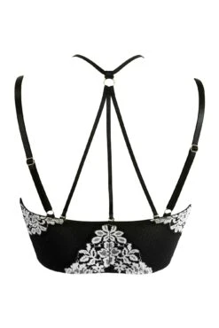India Two-Tone Bold Lace Front Fastening Bralette - Black/Ivory -Sultry Curve 317106 20230601112800
