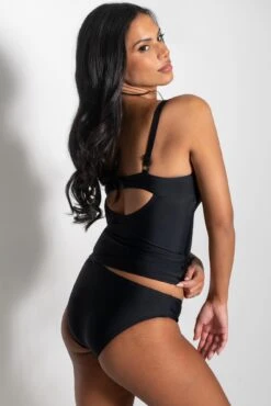 Space Twist Front Non-Wired Tankini - Black -Sultry Curve 317203 20230601162600