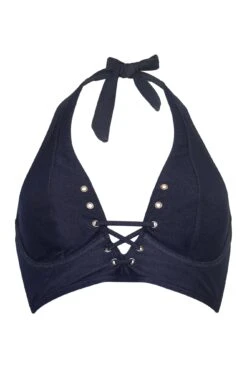 Adelaide Denim Underwired Lace Up Longline Top - Blue 12 Adelaide Denim Underwired Lace Up Longline Top - Blue -Sultry Curve 317205 20230614111900