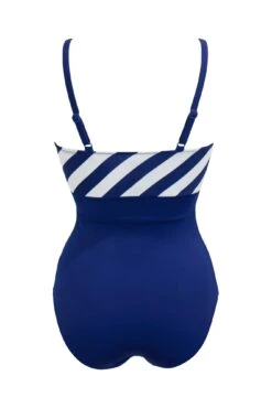 High Line V Neck Control Swimsuit - Navy/White -Sultry Curve 317274 20230605123100