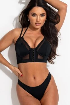 Space High-Leg Bikini Thong - Black