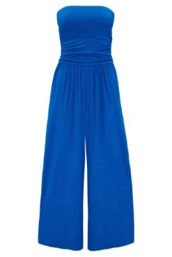 Jersey Strapless Cropped Leg Beach Jumpsuit - Cobalt -Sultry Curve 318235 20230612152700
