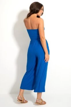 Jersey Strapless Cropped Leg Beach Jumpsuit - Cobalt -Sultry Curve 318239 20230612152700