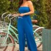 Jersey Strapless Cropped Leg Beach Jumpsuit - Cobalt -Sultry Curve 318240 20230612152700