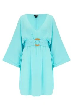 Crinkle O Ring Cover Up - Aqua -Sultry Curve 318247 20230612152700