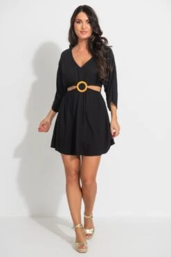 EcoVero™ Cut Out Crinkle O Ring Cover Up - Black