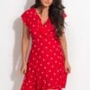 Textured Woven Wrap Beach Dress - Red/Pink 2 Textured Woven Wrap Beach Dress - Red/Pink -Sultry Curve 318501 20230616162600
