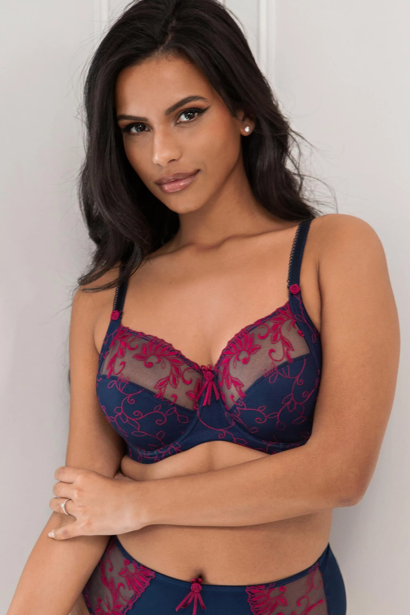 Imogen Rose Embroidered Bra - Navy/Raspberry 3 Imogen Rose Embroidered Bra - Navy/Raspberry