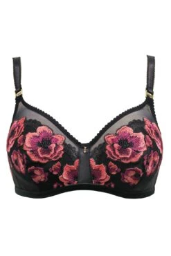 Soiree Embroidery Padded Bra - Black/Pink -Sultry Curve 319822 20230728123400