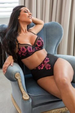 Soiree Embroidery Padded Bra - Black/Pink -Sultry Curve 319824 20230728123400