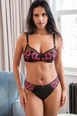 Soiree Embroidery Padded Bra - Black/Pink -Sultry Curve 319825 20230728123400