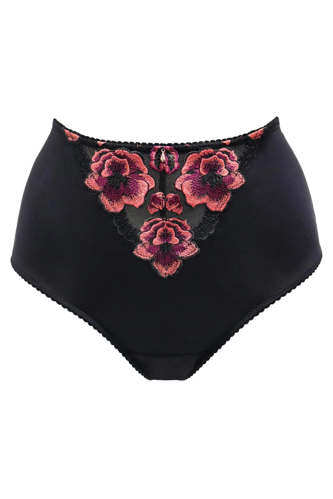 Soiree Embroidery High-Waist Deep Brief - Black/Pink 8 Soiree Embroidery High-Waist Deep Brief - Black/Pink - Image 6