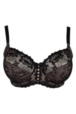 Sofia Lace Embroidered Side Support Bra - Black -Sultry Curve 320724 20230822145700