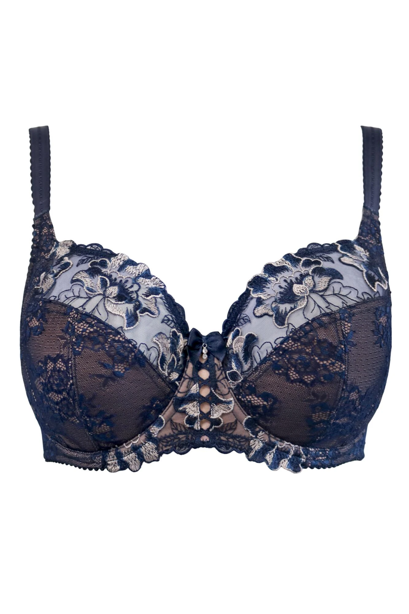 Sofia Lace Embroidered Side Support Bra - Navy/Blush 8 Sofia Lace Embroidered Side Support Bra - Navy/Blush - Image 6