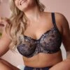 Sofia Lace Embroidered Side Support Bra - Navy/Blush -Sultry Curve 320734 20230822145700