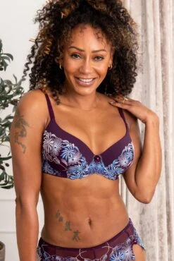 St Tropez Padded Balcony Bra - Purple/Blue
