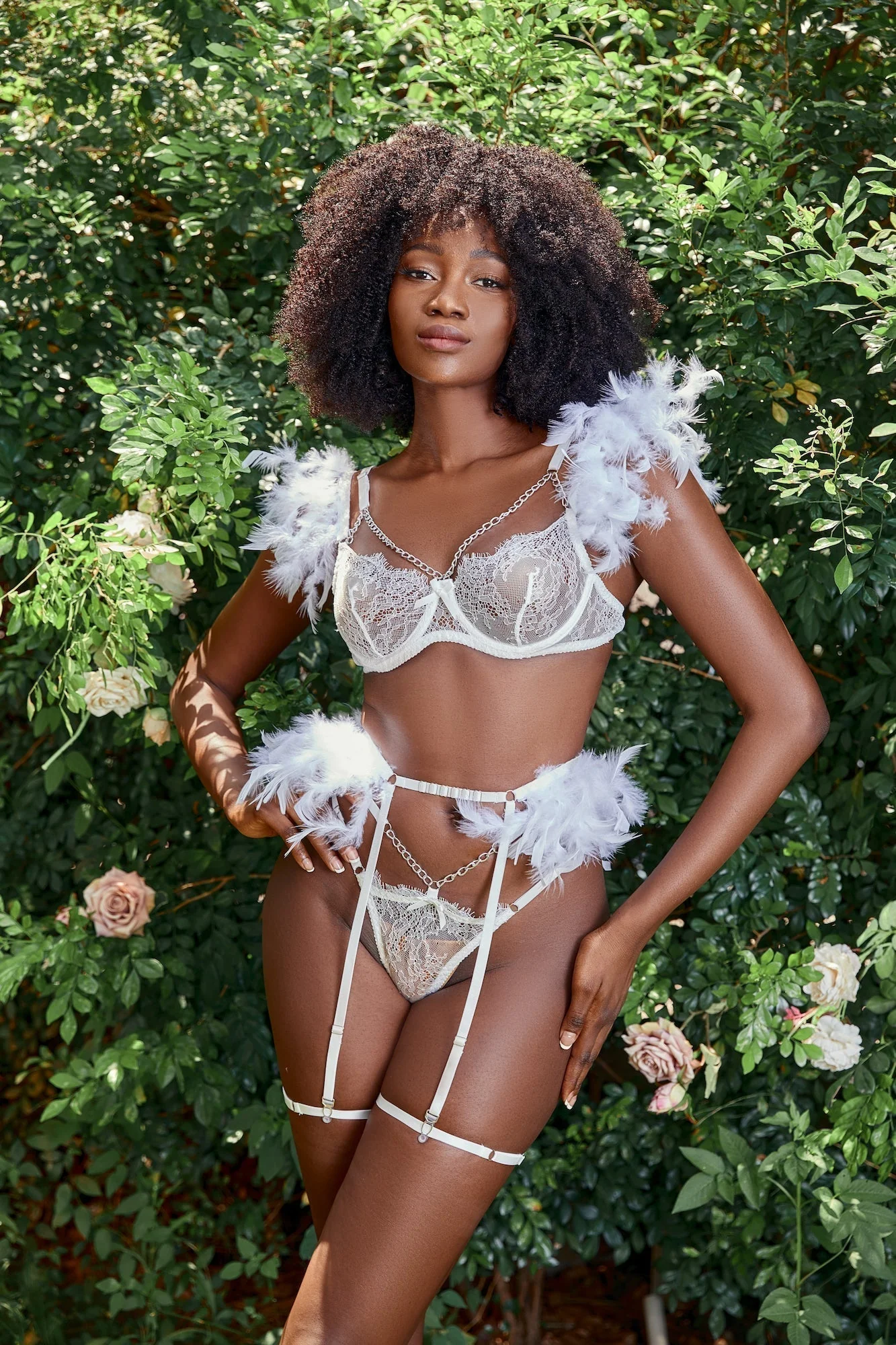Sultry Curve -Sultry Curve ethereal feather lingerie set moxy intimates